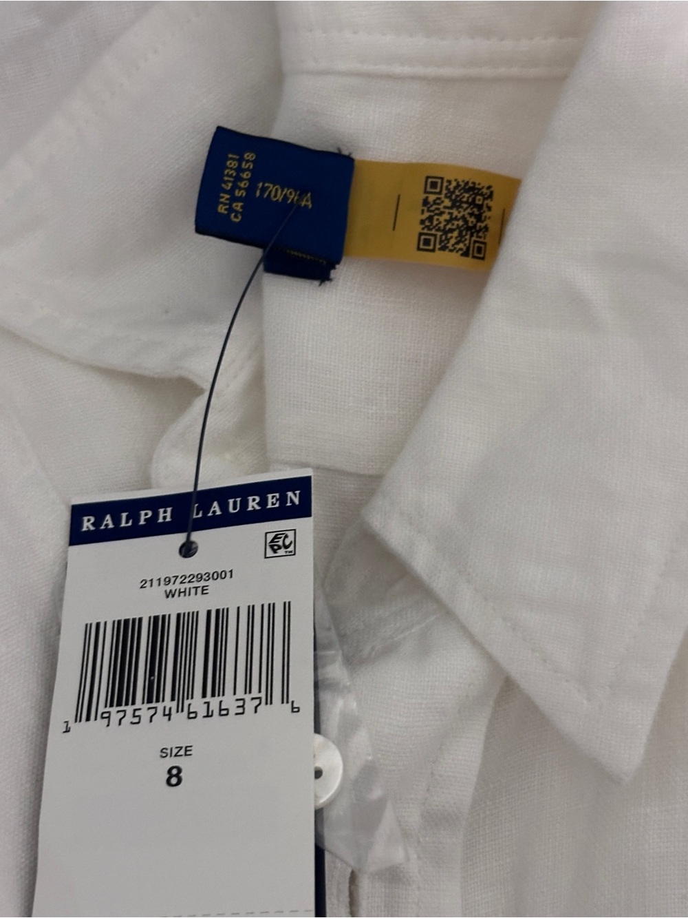 Polo Ralph Lauren Women’s Belted Linen Shirtdress White Sz 8 NWT - Picture 11 of 11